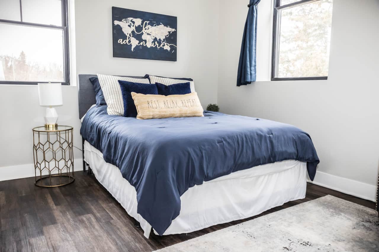 Bedroom #1 with Queen bed and attached bathroom