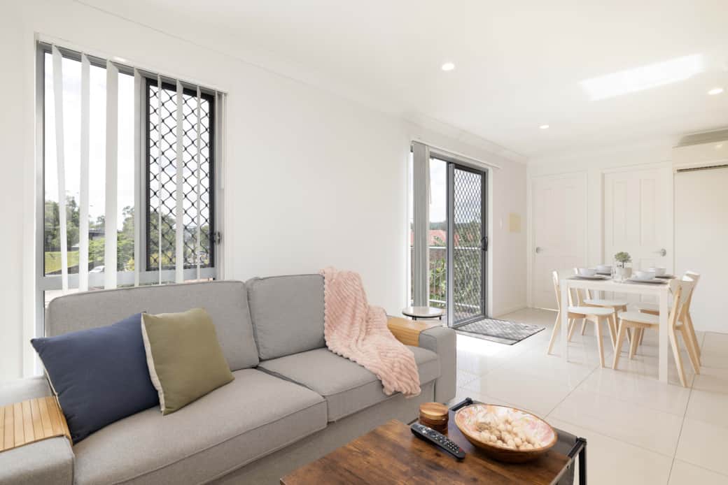 Living Area: Cozy living space with air conditioning