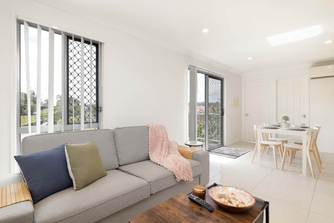 Living Area: Cozy living space with air conditioning