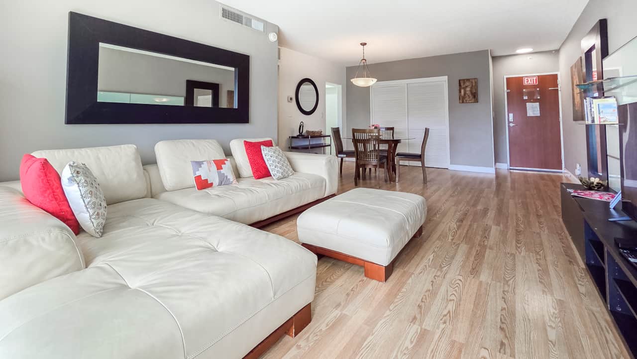 Living room and dining room