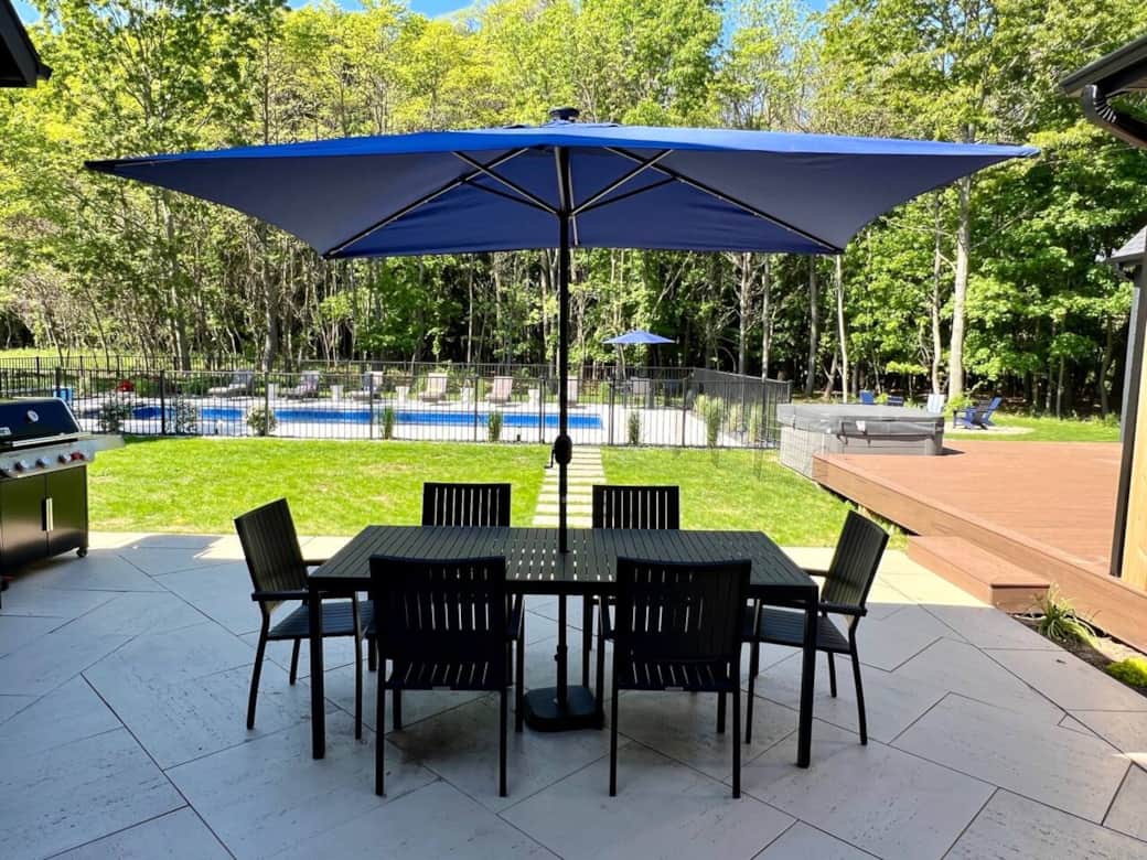 Beautiful patio with shade and grill