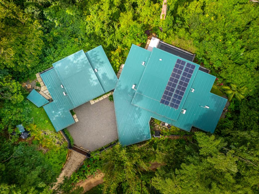 Drone View -Casta is on the left.  Homes have covered parking private entrances 