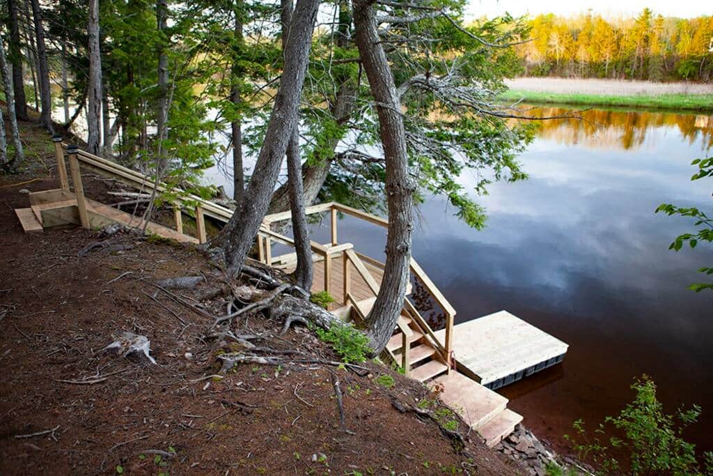 Riverbank staircase and floating dock
