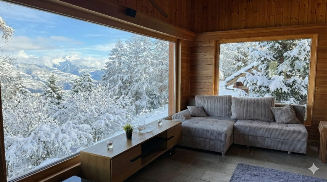 Soak in the panorama from the sofa. Cozy, contemporary alpine living with unmatched views. Soak in the panorama from the sofa. Cozy, contemporary alpine living with unmatched views.