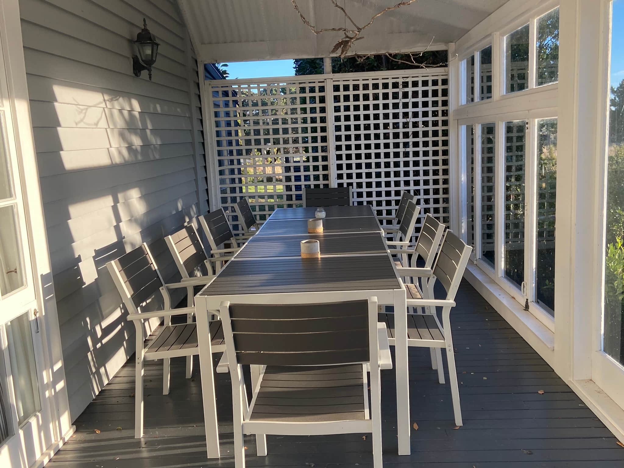 Dine on the protected verandah