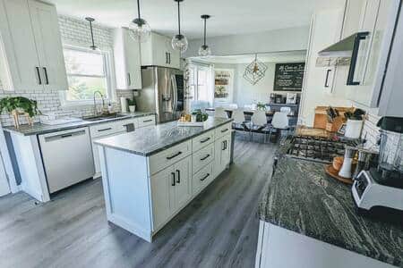 Fully stocked kitchen with utensils, dishes, cookware, etc.
