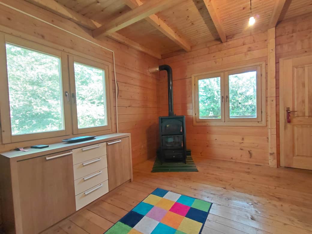Living room with oven