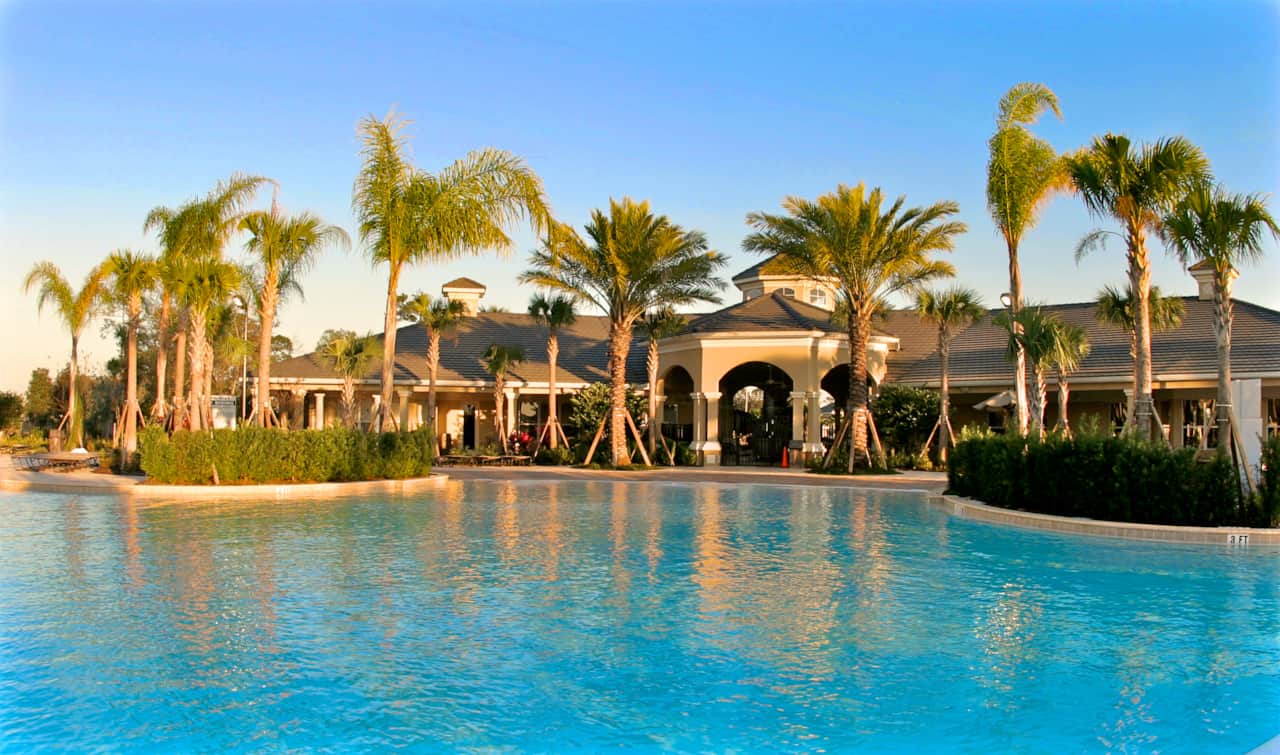 The clubhouse by the resort pool