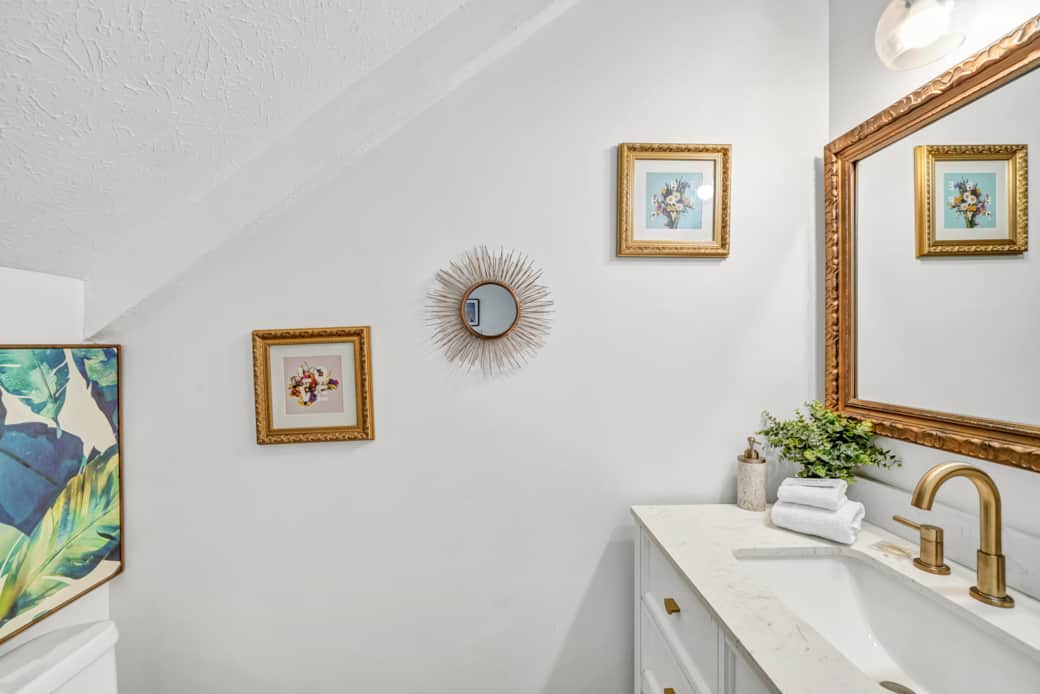 Half bath downstairs with high-end finishes