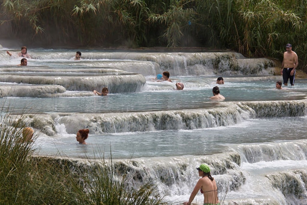 Cascate del Mulino natural thermal pools near Saturnia Southern Tuscany Italy