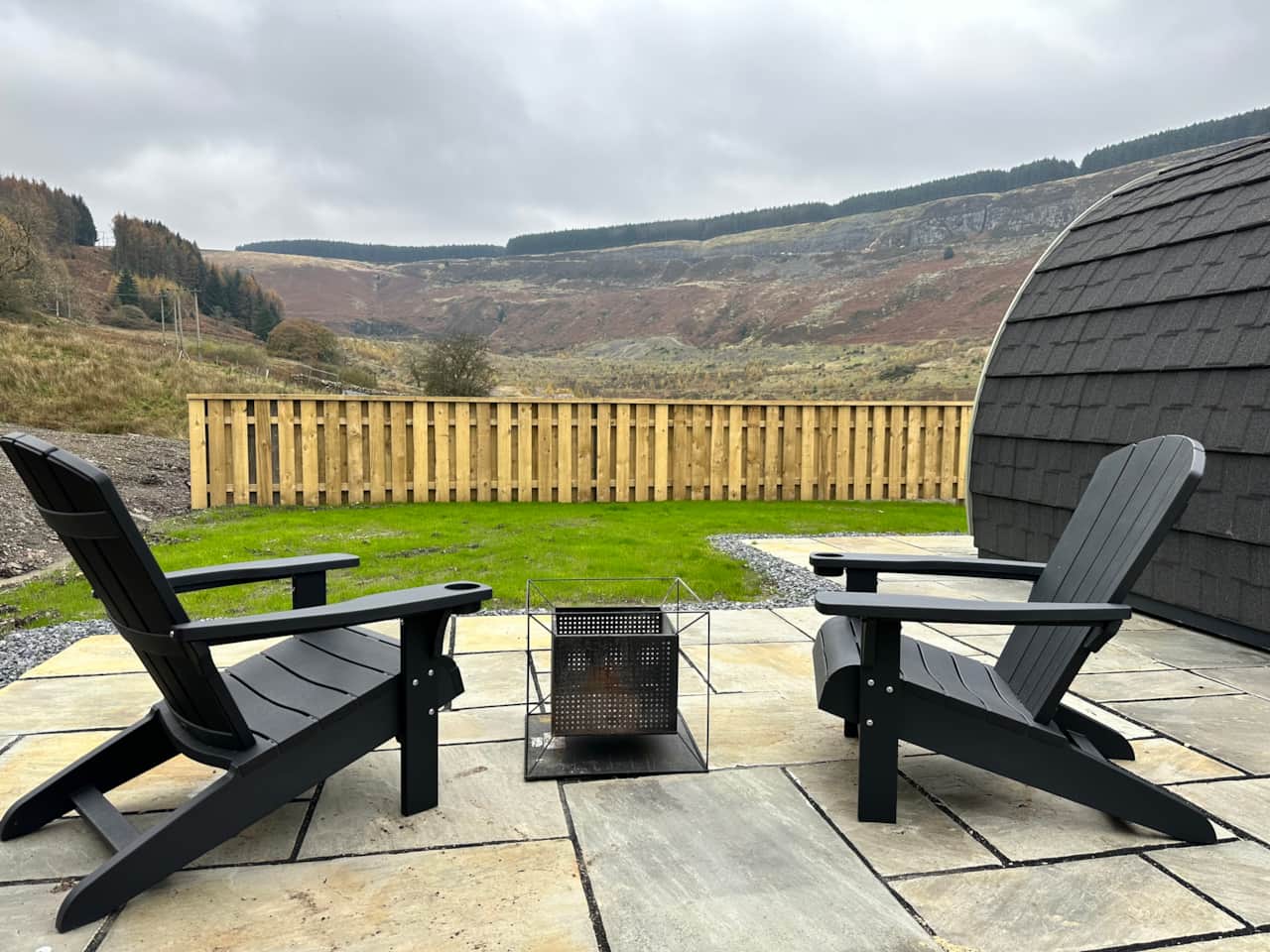 Patio for glamping fire pit