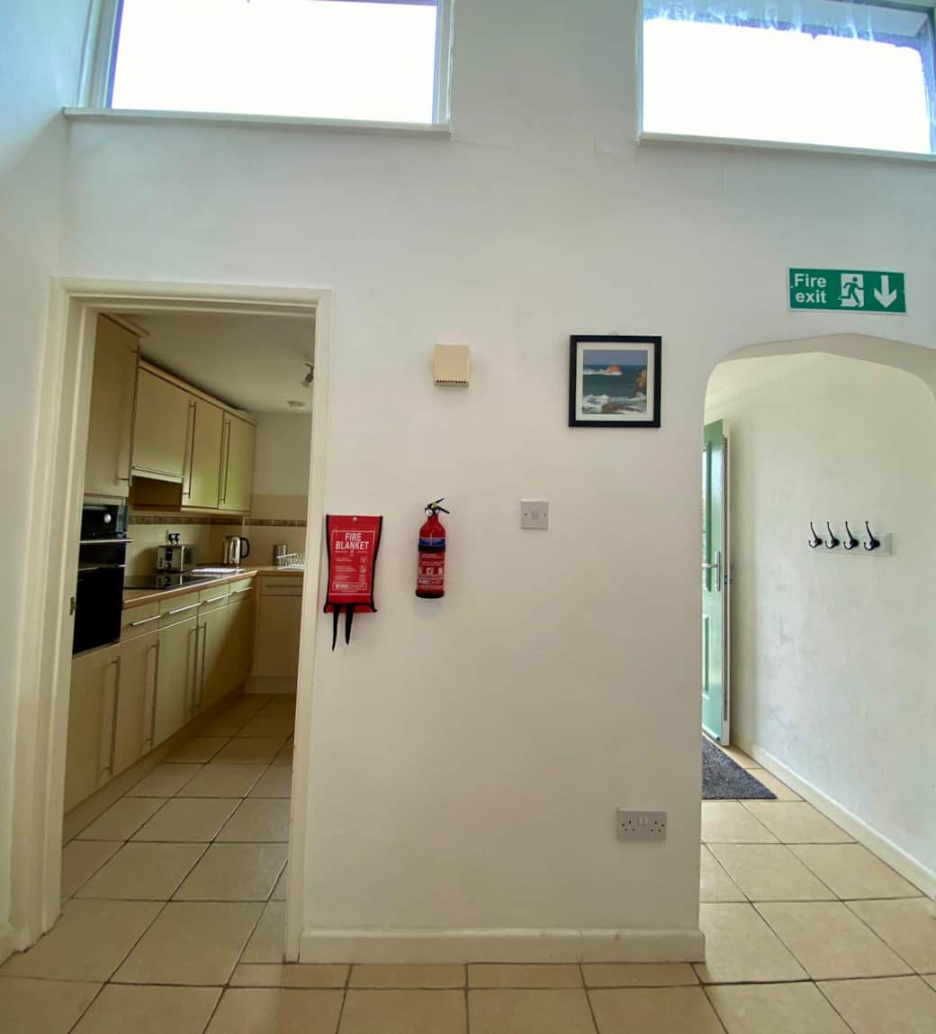 dining area view of kitchen and front hall