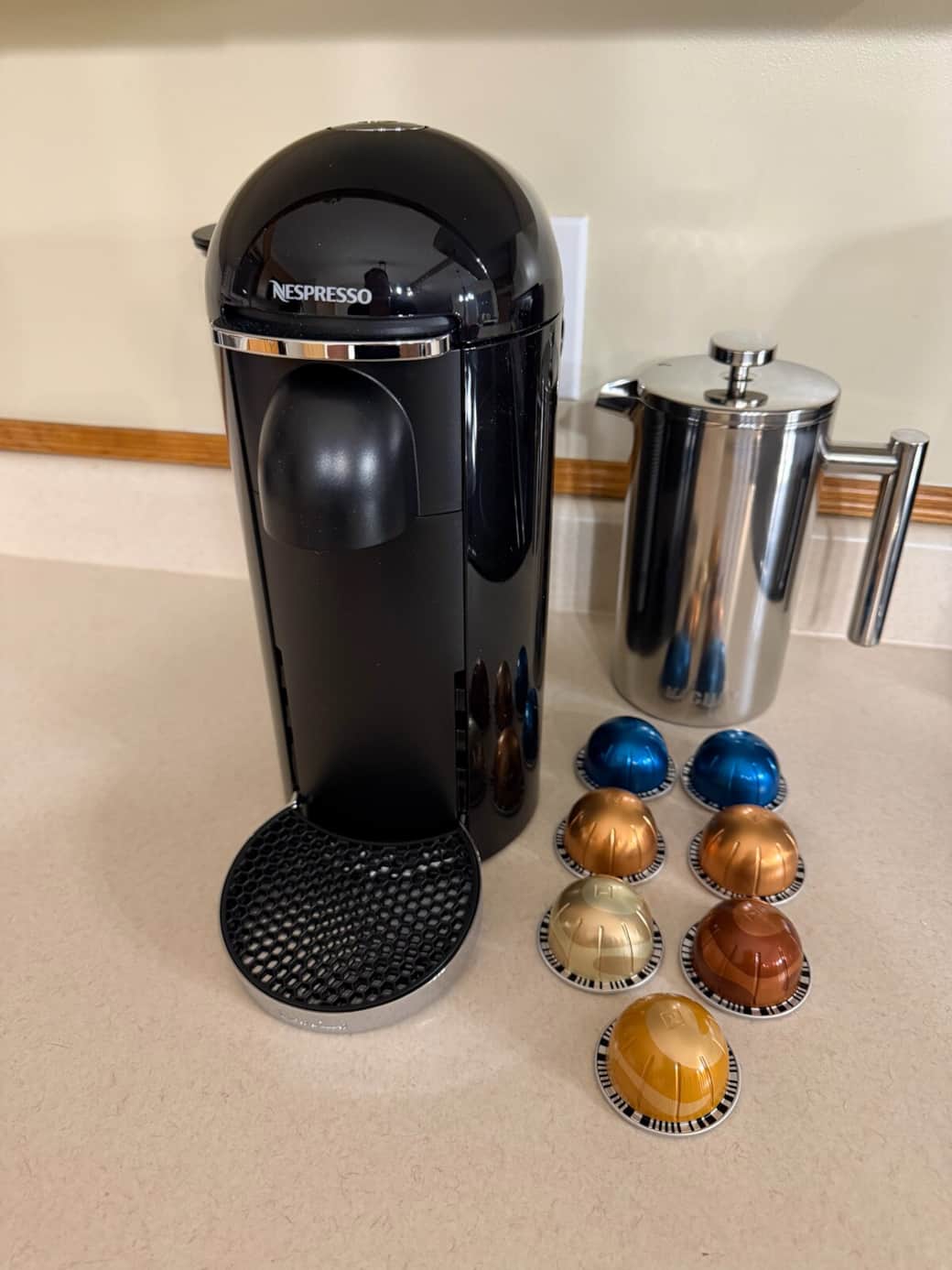Nespresso coffee station for guests at our creekside retreat