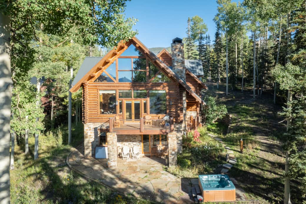 Bear Lodge features plenty of outdoor space as well as a private outdoor hot tub