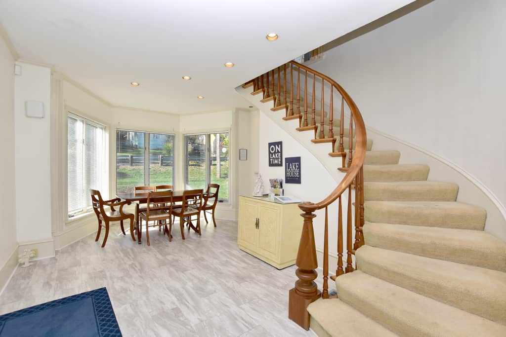 Dining room and spiral staircase