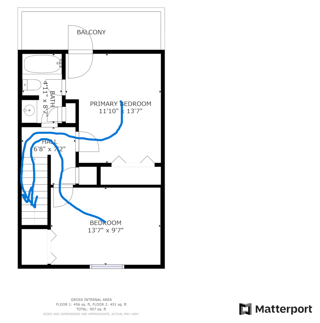 244 Robin Upstairs Floor Plan rough sketch