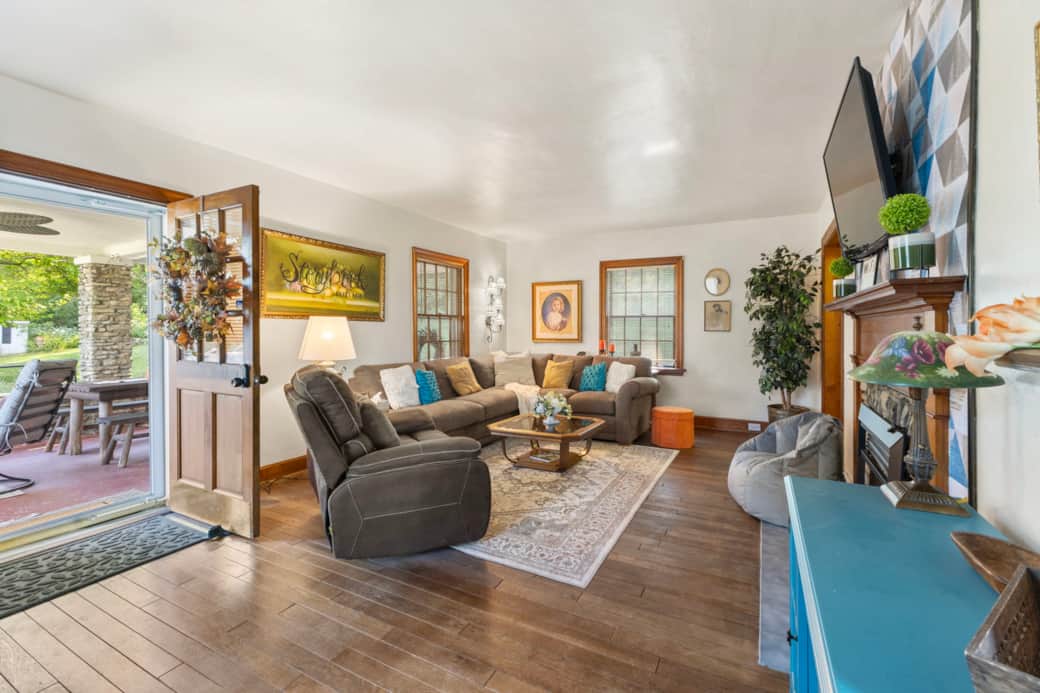 Living Room on the first floor (second level) with porch access 