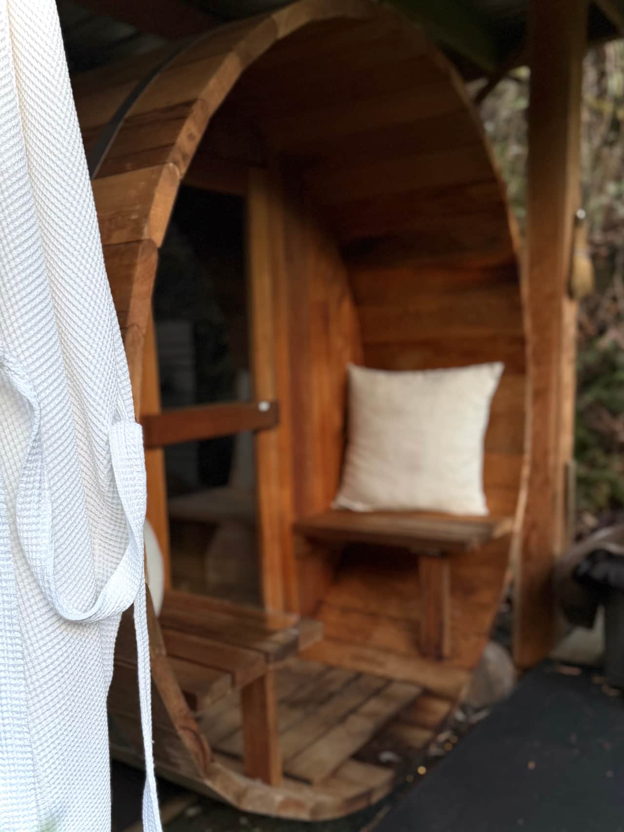 A wood burning cedar sauna