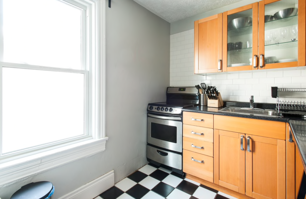 Compact, sleek kitchen ideal for easy meal prep.