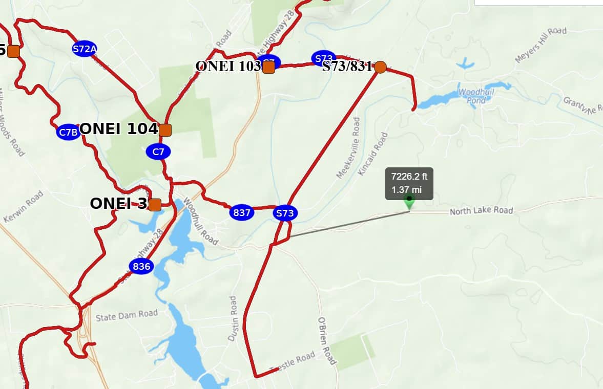 Snowmobile Trail Map Showing Camp Foothills