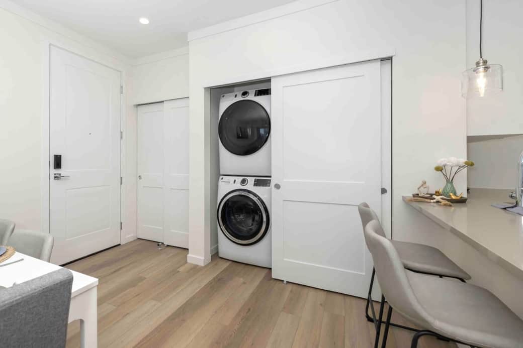 Condo is equipped with a full size W/D for guest to use. Next to the laundry area is a coat closet to store any personal items. 