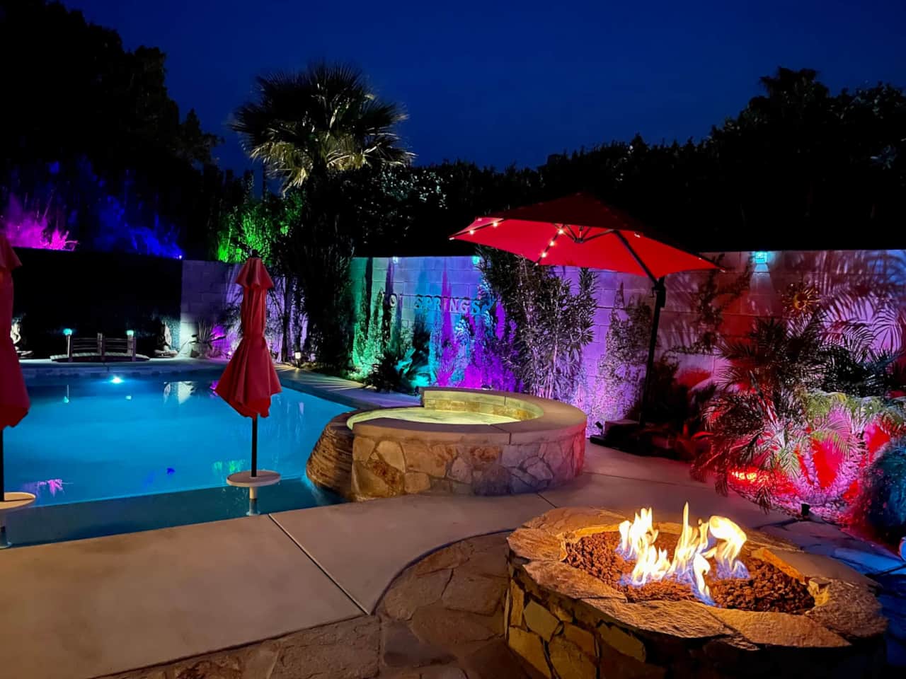 Backyard at night