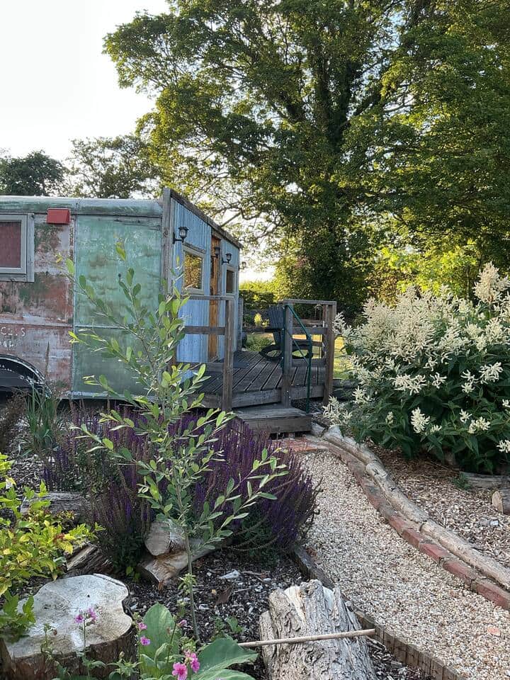 A glimpse of the up-cycled structure of The Den Hut.