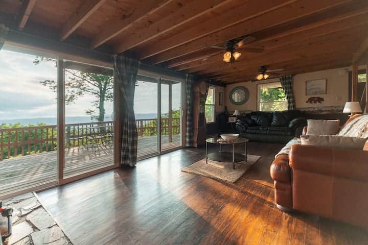 A room with a view -the living room offers front-row seats to nature's grandeur. #NatureRetreat