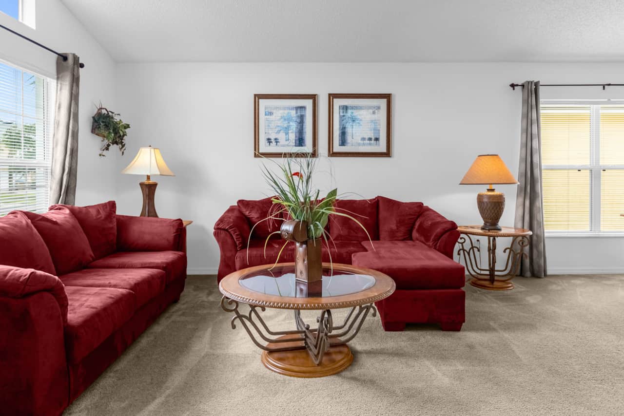 First of two seating areas, ideal if two families are sharing 