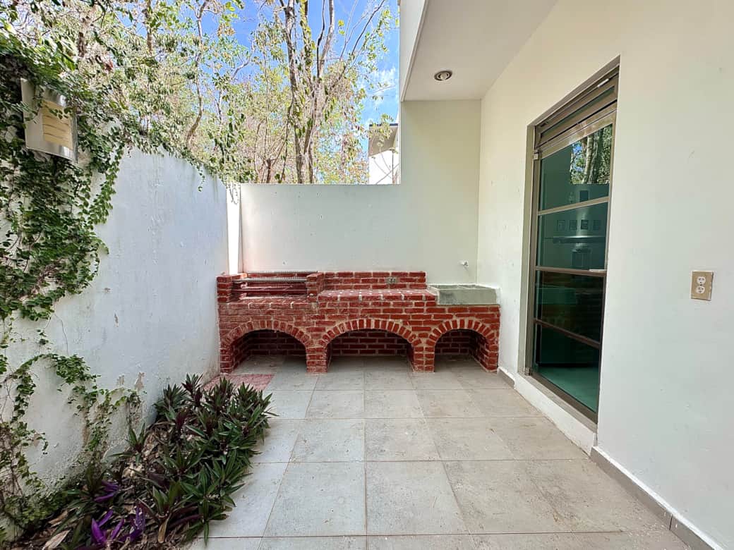 Patio with grill and garden