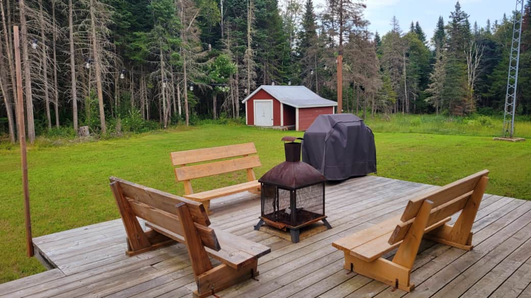 Terrace, BBQ and fire pit area, summer Terrace, BBQ and fire pit area, summer