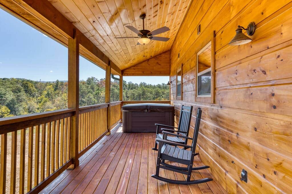 back porch, beautiful views from hot tub