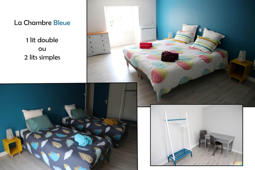 Chambre bleue gite du petit marchais