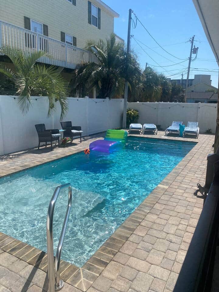 Sparkling shared salt water pool