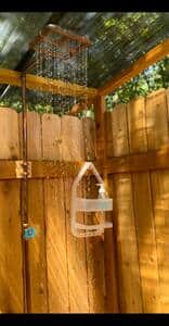 We provide biodegradable soap for outdoor showers