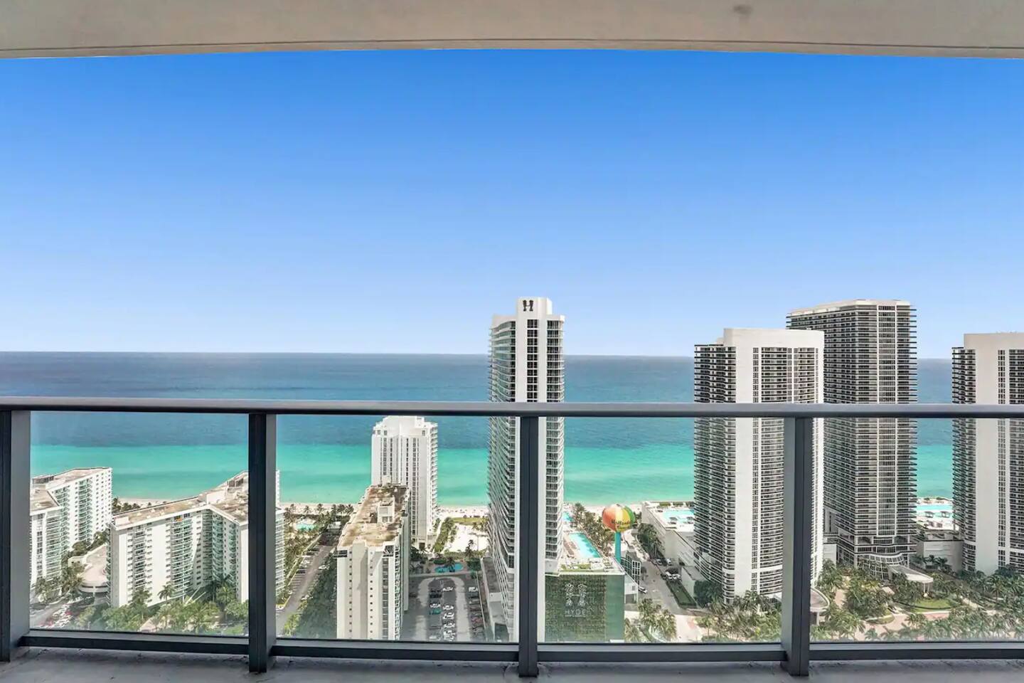 39th floor terrace view of the ocean at 180 degrees