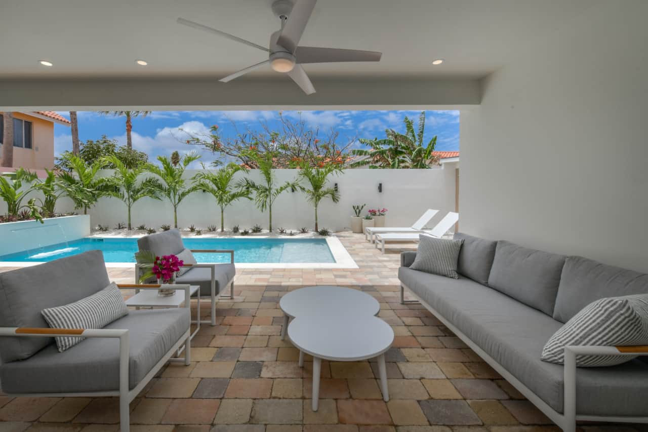 Conversation set in private backyard