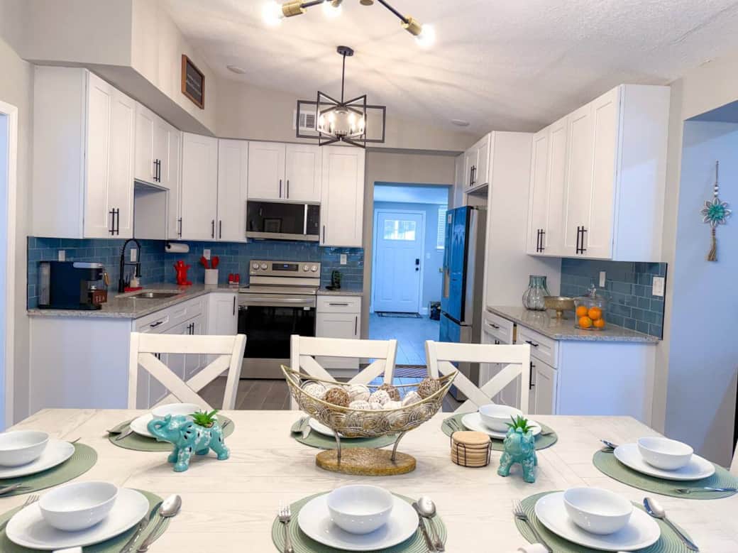 Main Kitchen- fully stocked with everything you need to cook for a crowd, host holidays, or prepare quick meals before heading out.