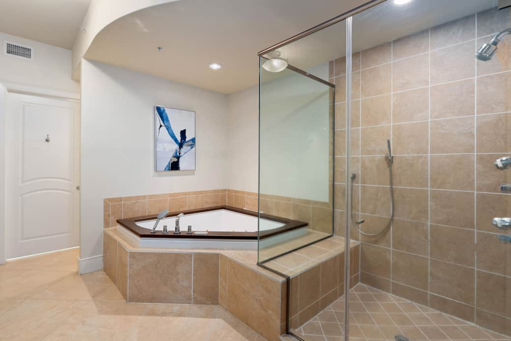 Master bath - Large walk-in shower and Jacuzzi tub