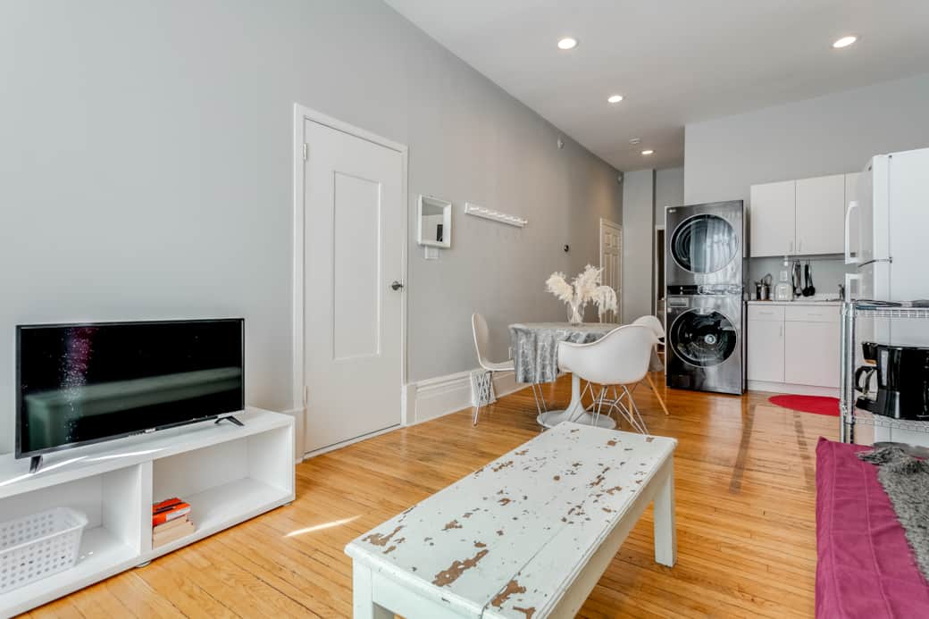 Small but inviting entrance in a Toronto short-term rental, setting a cozy tone.
