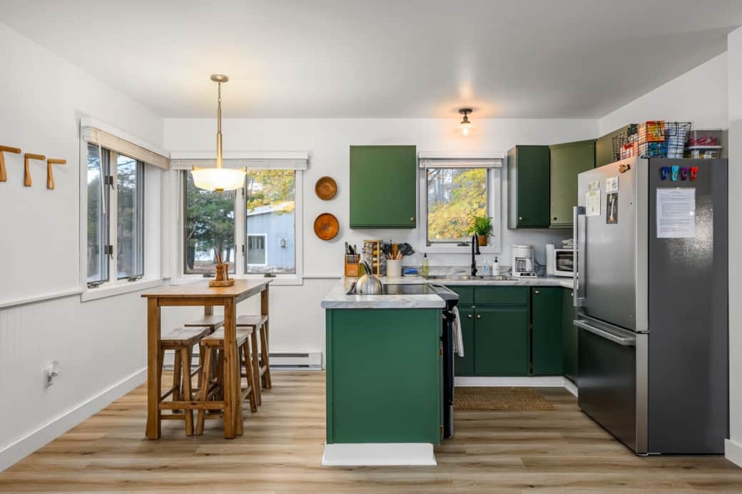 Table is a great for dining or taking that Zoom call