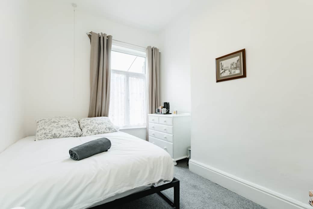 Private bedroom with door lock and key