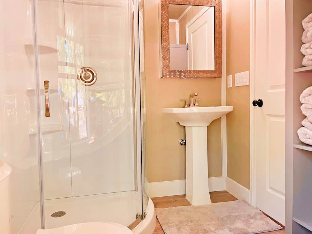 Each cabin has it's own full bathroom in the cabin!