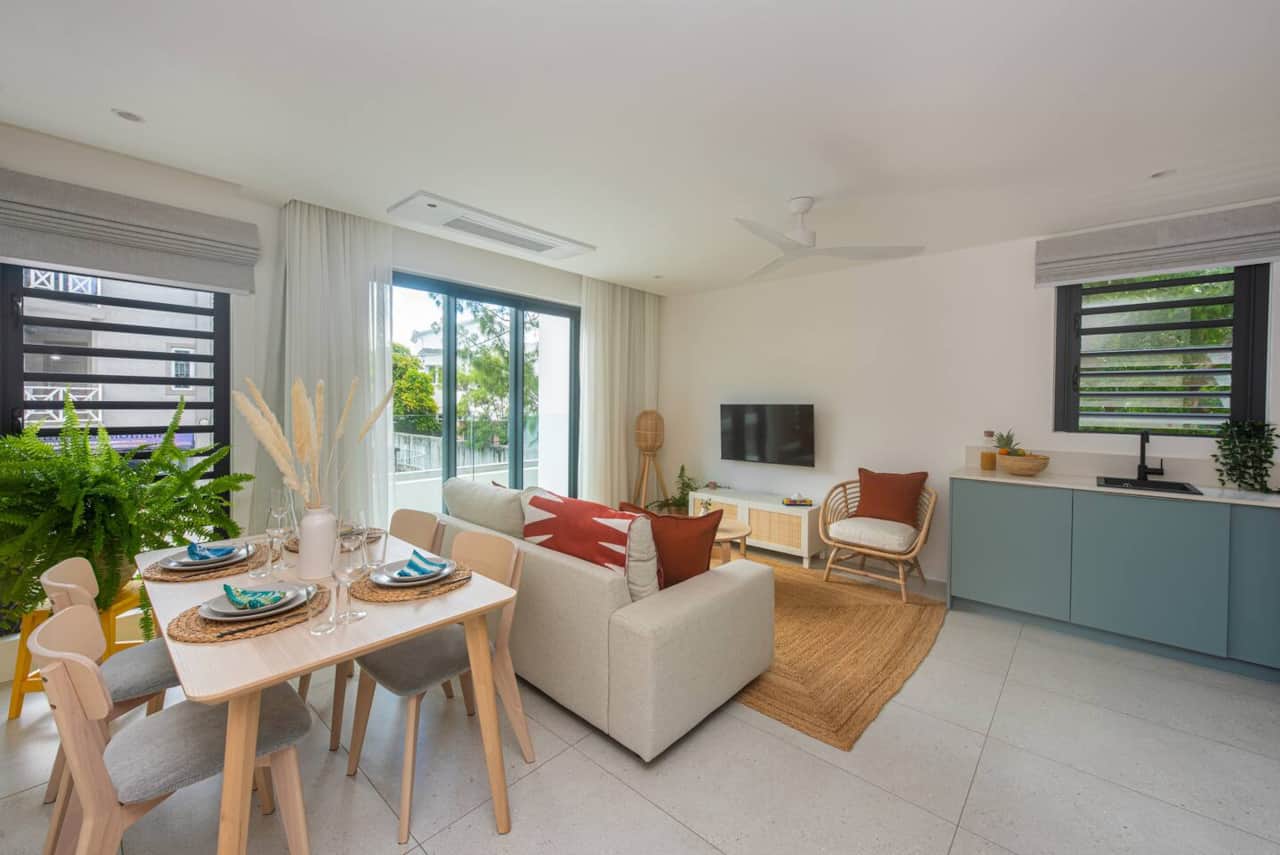 Comfortable dining and lounge area, perfect for unwinding while watching TV