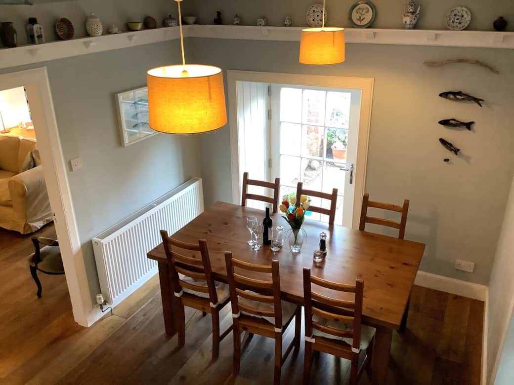 Dining hall with door to garden