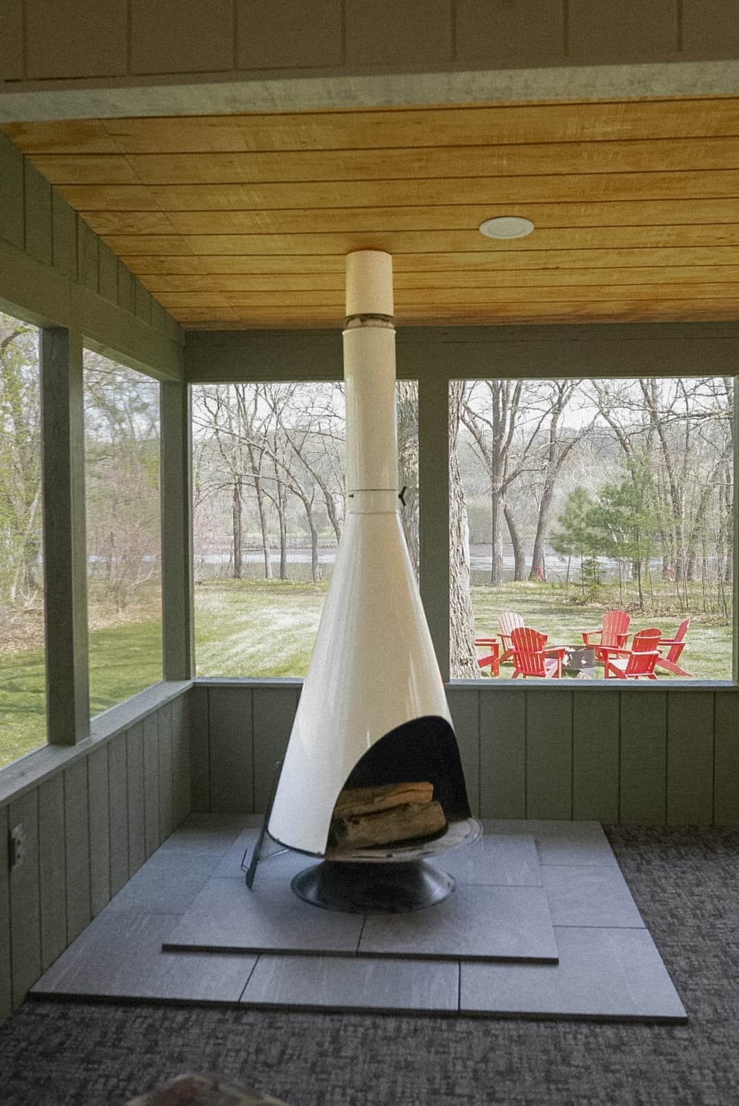 Screened In Porch With Fireplace