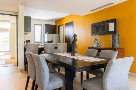 Dining room and kitchen