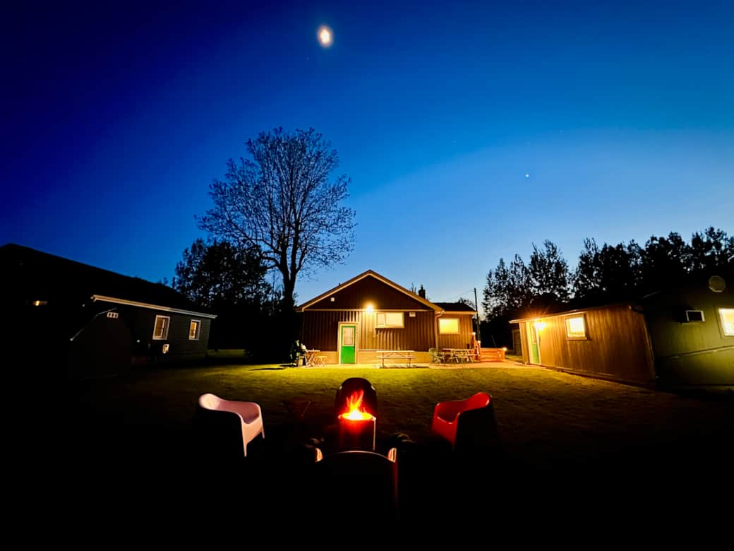 Starry, moonlit nights on a peaceful street