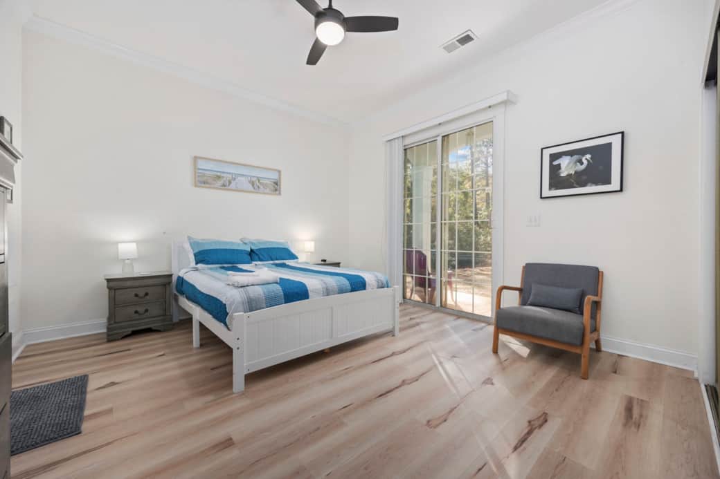 Bedroom 3 offers a private patio for coffee and relaxation Bedroom 3 offers a private patio for coffee and relaxation