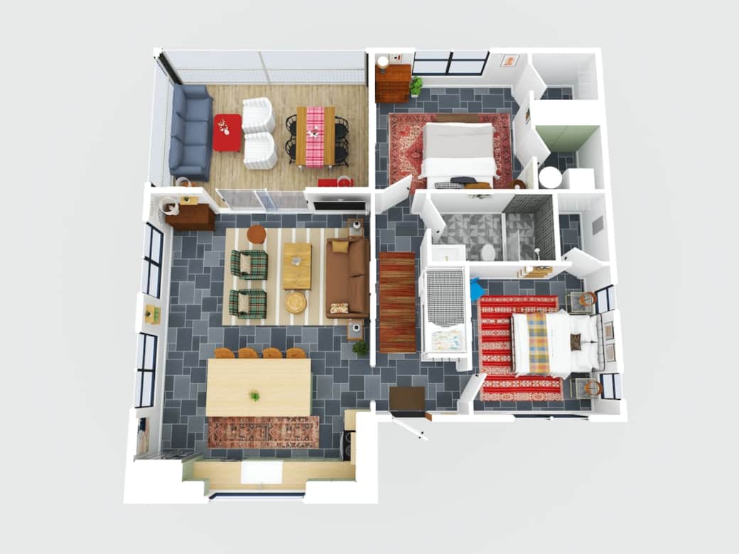 3D layout of The Fleetwood Cabin at Magee's Creek Retreat

